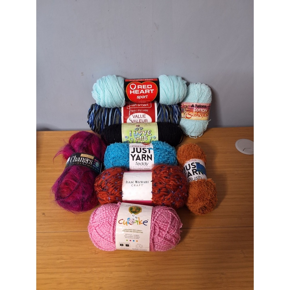 Bundle Of Mixed Yarn Skiens Including Red Heart, Cupcake, Issac Mizrahi Lot Of 9